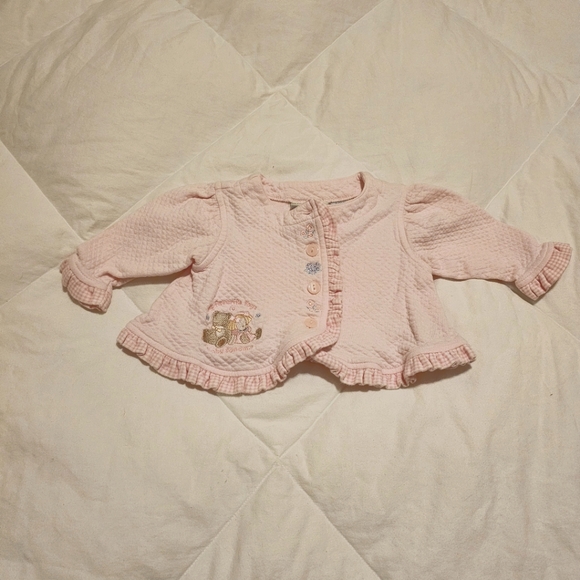3-Month Baby Bundle: Knit Cardigan, Pink Jacket & Floral Dress w/ Bloomers - Picture 7 of 11